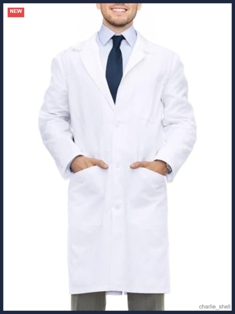 White Lab Coat for Men with Side-Slit Access and 3 Pockets for College